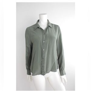 ZARA 100% Silk Slim Shirt Collection Blouse Button Down Top Minimal